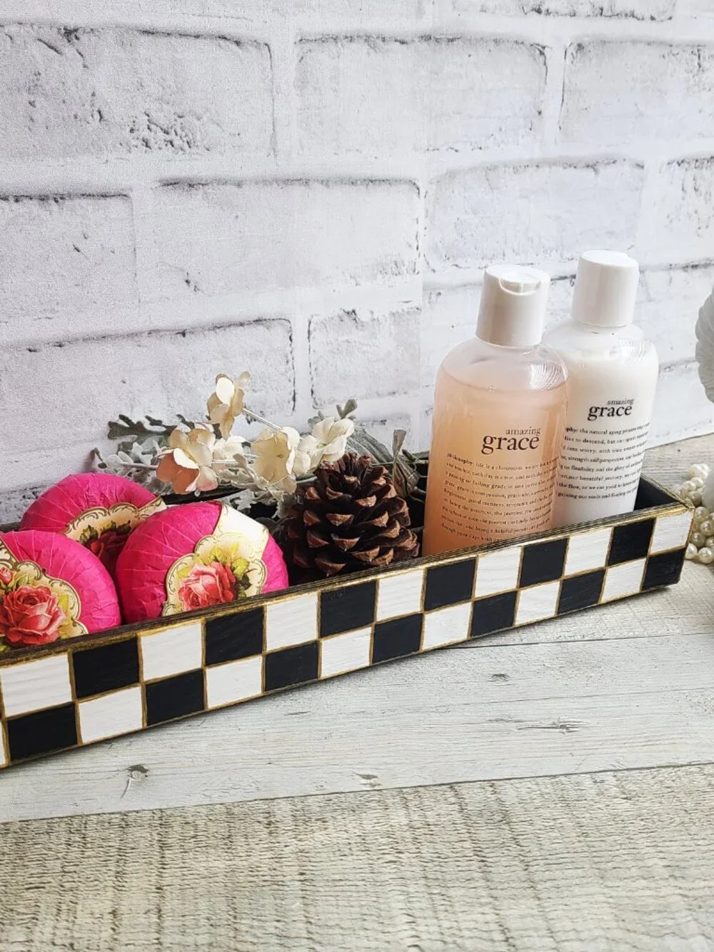 Checked Organizer Buffalo Check Caddy Checked Vanity Decor Checked Tray